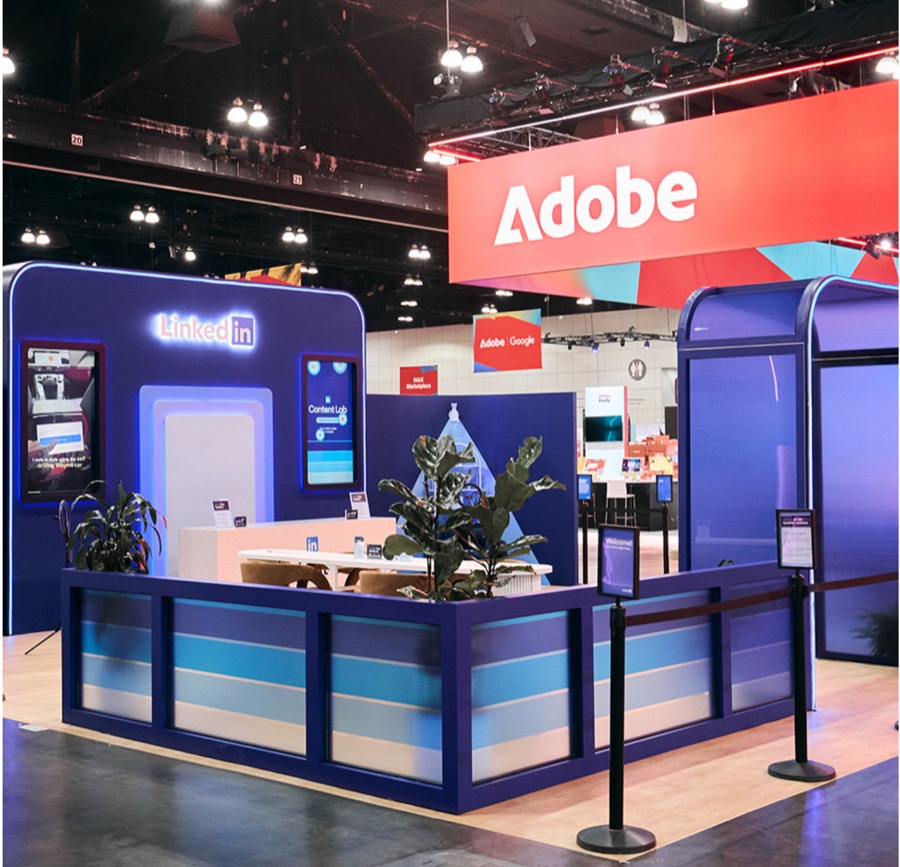 Adobe × LinkedIn trade show booth
